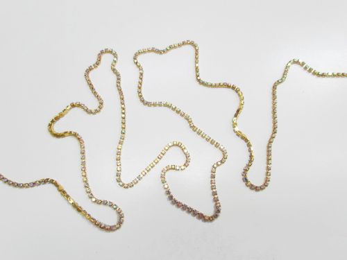 Great value 3mm Diamante Chain- Iridescent Gold #T858 available to order online New Zealand