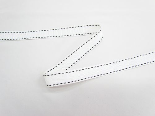 Great value 15mm Stitch Ribbon- White / Black #T1028 available to order online New Zealand