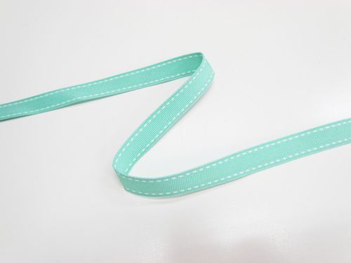 Great value 15mm Stitch Grosgrain Ribbon- Mint / White #T1033 available to order online New Zealand
