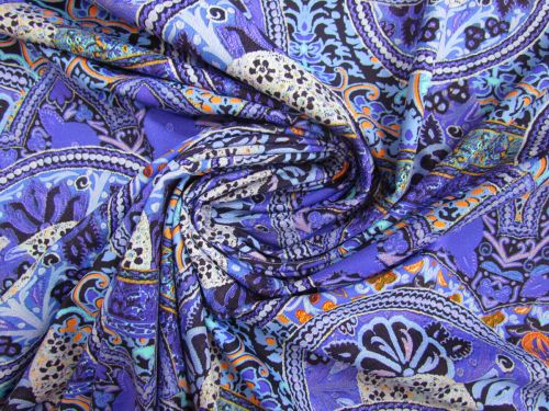 Great value Paisley Mosaic Matte Spandex- Purple #14306 available to order online New Zealand
