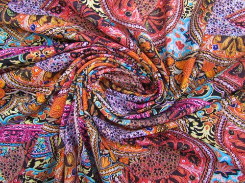 Great value Paisley Mosaic Matte Spandex- Pink #14307 available to order online New Zealand