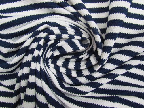 Great value Navy Wave Stripe Waffle Spandex #14337 available to order online New Zealand