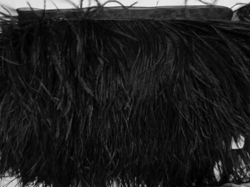 Great value 16cm Ostrich Feather Trim- Black #T1107 available to order online New Zealand