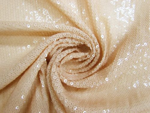 Great value Embroidered Sequins On Stretch Mesh- Shell Beige #14585 available to order online New Zealand