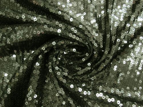 Great value Embroidered Sequins On Stretch Mesh- Deep Olive #14590 available to order online New Zealand