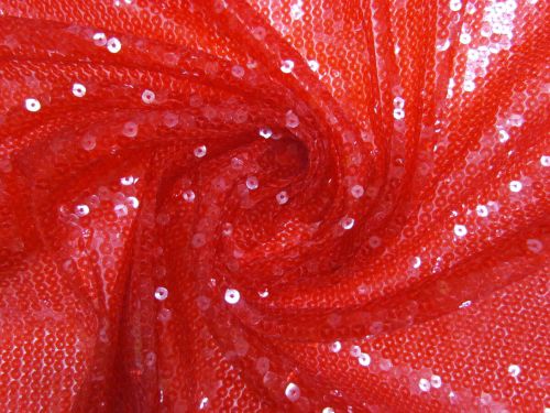 Great value Embroidered Sequins On Tulle- Poppy Red #14594 available to order online New Zealand