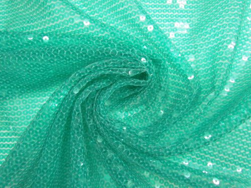 Great value Embroidered Sequins On Tulle- Mermaid Green #14597 available to order online New Zealand