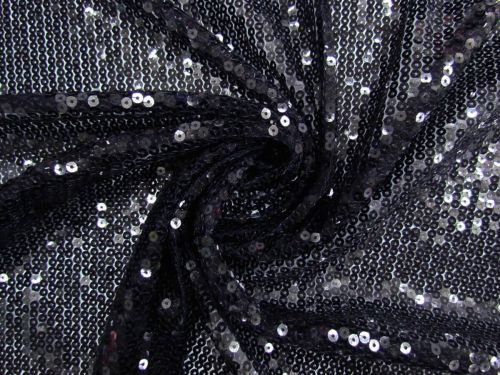 Great value Embroidered Sequins On Tulle- Squid Ink Navy #14599 available to order online New Zealand
