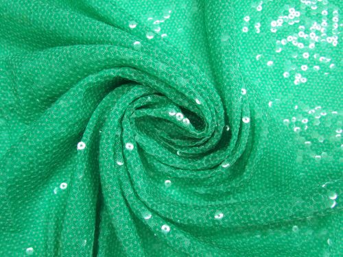 Great value Embroidered Sequins On Stretch Mesh- Tropics Green #14602 available to order online New Zealand