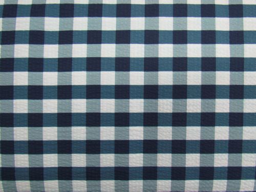 Great value Devonstone Fashion- Gingham Seersucker Cotton- Navy- DVF1202 available to order online New Zealand