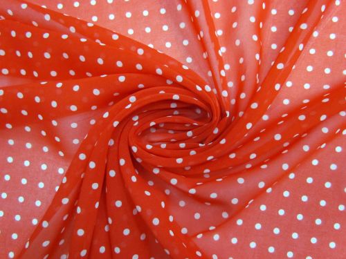 Great value Piper Polka Dot Recycled Georgette- Warm Red #14917 available to order online New Zealand