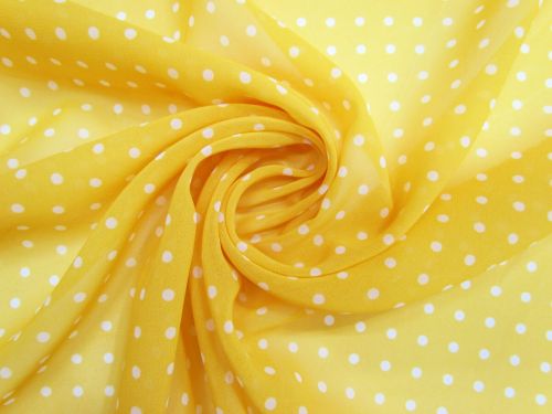 Great value Piper Polka Dot Recycled Georgette- Sunny Yellow #14918 available to order online New Zealand