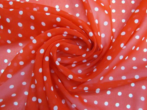 Great value Paula Polka Dot Recycled Georgette- Warm Red #14921 available to order online New Zealand