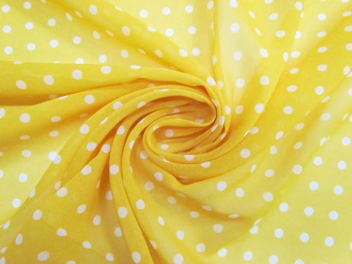 Great value Paula Polka Dot Recycled Georgette- Sunny Yellow #14922 available to order online New Zealand