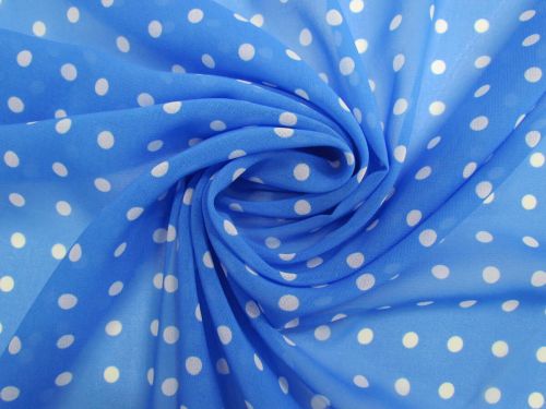 Great value Paula Polka Dot Recycled Georgette- Blue #14923 available to order online New Zealand