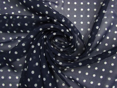 Great value Paula Polka Dot Recycled Georgette- Navy Blue #14925 available to order online New Zealand