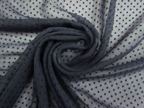 Great value Hail Spot Silk Chiffon- Charcoal Navy #15179 available to order online New Zealand