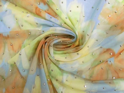Great value Perfume Petals Diamante Lightweight Powermesh- Blue #15474 available to order online New Zealand