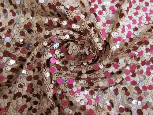 Great value Champagne And Cherries Embroidered Sequins On Fishnet Mesh #15560 available to order online New Zealand