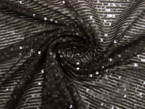 Great value Midnight Brown Stripe Embroidered Sequins On Tulle #15598 available to order online New Zealand