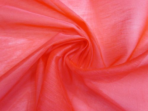 Great value Silk Linen Slub Organza- Coral Red #15650 available to order online New Zealand