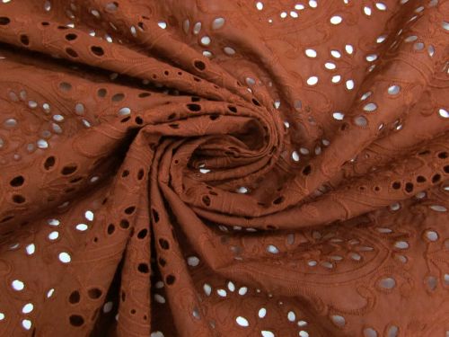 Great value Paradise Cotton Voile Broderie Anglaise- Rust #15656 available to order online New Zealand
