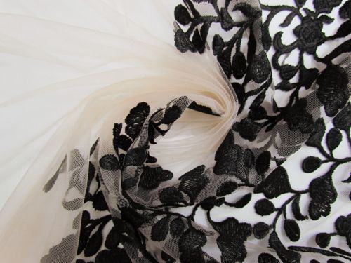 Great value 2m Final Remnant Piece- Queen Of The Night Embroidered Tulle #15567 available to order online New Zealand