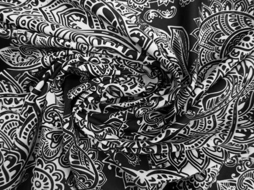 Great value 95cm Final Remnant Piece- Paisley Puzzle Matte Spandex #12788 available to order online New Zealand