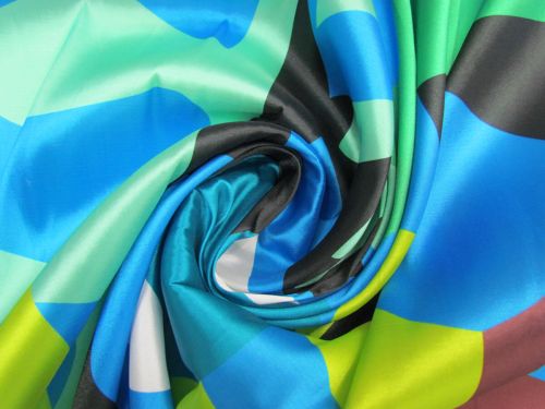 Great value Final Remnant Piece- 3 Panels- Under The Sea Abstract Satin 150cm Panel #9757 available to order online New Zealand
