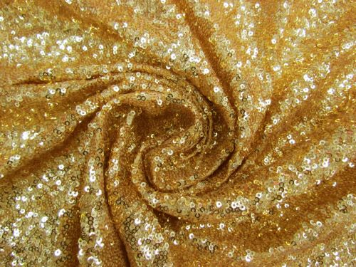 Great value Embroidered Sequin On Stretch Mesh- Billionaire Gold #11011 available to order online New Zealand