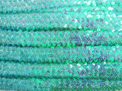 Great value 25mm Iridescent Stretch Sequin Trim- Mermaid Mint #T445 available to order online New Zealand