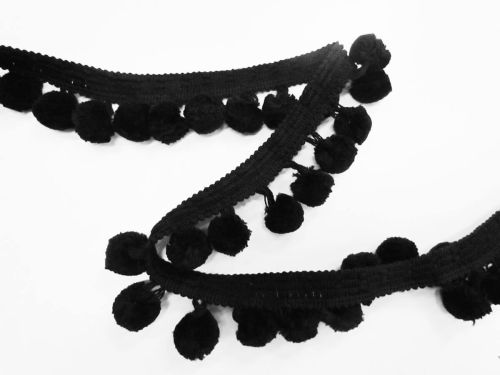 Great value Jumbo Pom Pom Trim- Black #T448 available to order online New Zealand