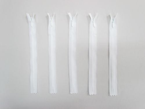 Great value 20cm White- Invisible Zipper Bundle #TRW117-5 Pack available to order online New Zealand