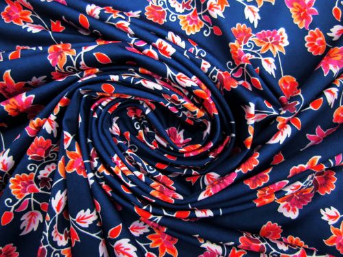 Great value Sunset Petals Matte Spandex- Navy  #11304 available to order online New Zealand