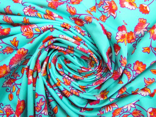 Great value Sunset Petals Matte Spandex- Aqua #11305 available to order online New Zealand