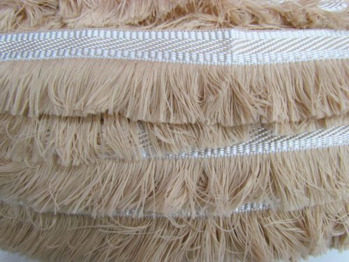 Great value 70mm Embroidered Tape Fringe- Beige & White #884 available to order online New Zealand