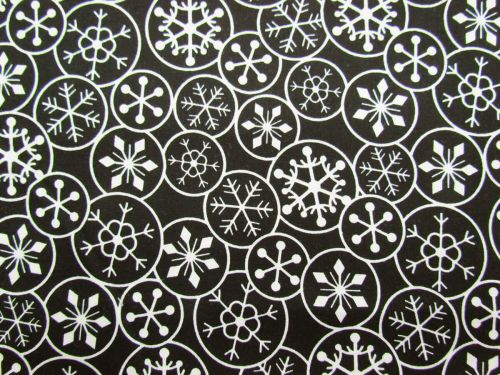 Great value Festive Snowflake Cotton- Cream on Black available to order online New Zealand