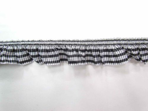 Great value 30mm Elastic Gingham Ruffle Trim- Black available to order online New Zealand