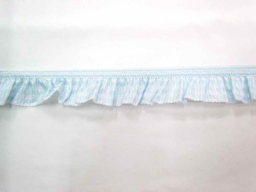Great value 30mm Elastic Gingham Ruffle Trim- Baby Blue available to order online New Zealand