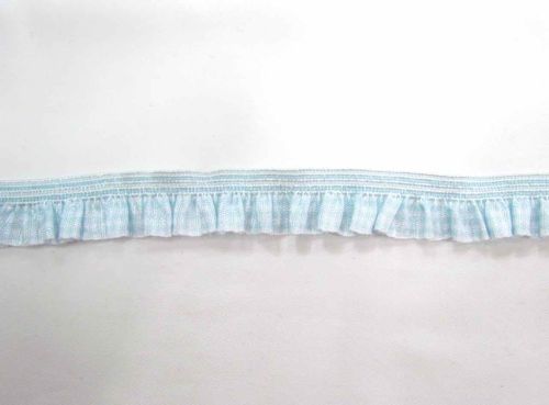 Great value 18mm Elastic Gingham Ruffle Trim- Baby Blue available to order online New Zealand