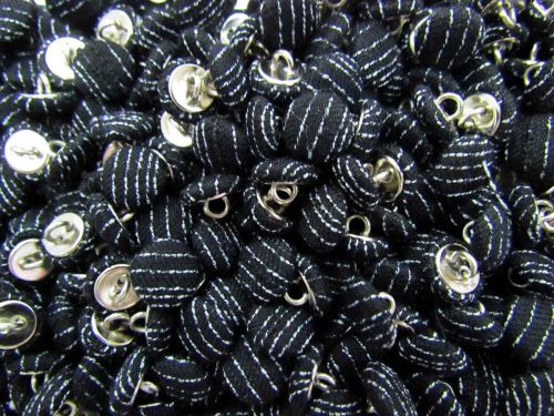 Great value Pack of 2 Fabric Covered Fashion Buttons- Gangster Pinstripe Black FB100 available to order online New Zealand