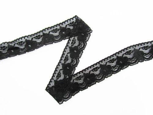 Great value 32mm Midnight Violet Stretch Lace Trim- Black #004 available to order online New Zealand