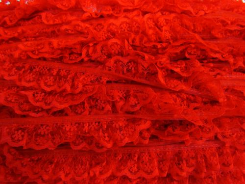 Great value 24mm Penelope Lace Frill Trim- Red #287 available to order online New Zealand
