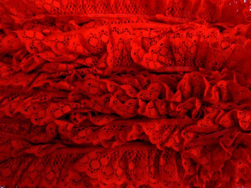 Great value 30mm Olivia Lace Frill Trim- Red #290 available to order online New Zealand