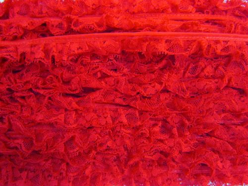 Great value 20mm Layla Lace Frill Trim- Red #346 available to order online New Zealand