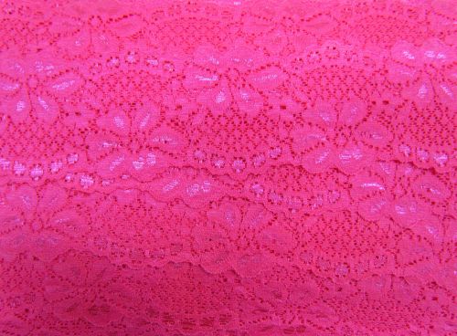 Great value 60mm Stretch Lace Trim- Sizzling Pink #352 available to order online New Zealand