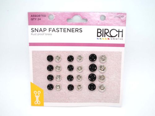 Great value Snap Fasteners- Assorted- Silver/Black- Pack of 24 available to order online New Zealand