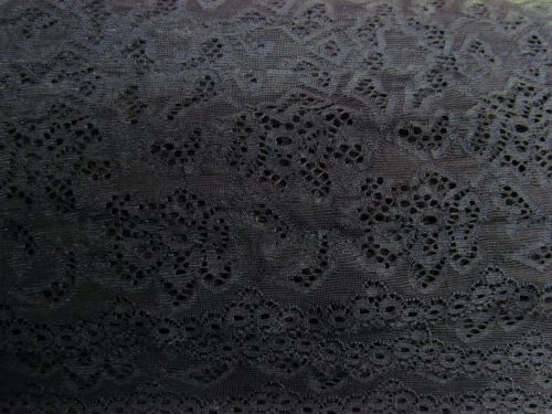 Great value 60mm-75mm Stretch Lace Trim- Floral Black #600 available to order online New Zealand