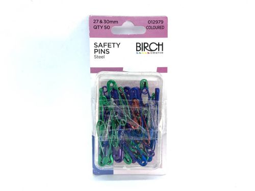 Great value Coloured Safety Pins- 27mm & 30mm- Pack of 50 available to order online New Zealand
