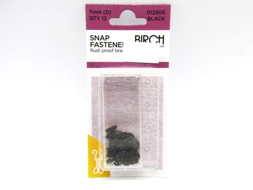 Great value Snap Fasteners- 7mm- Black- Pack of 12 available to order online New Zealand